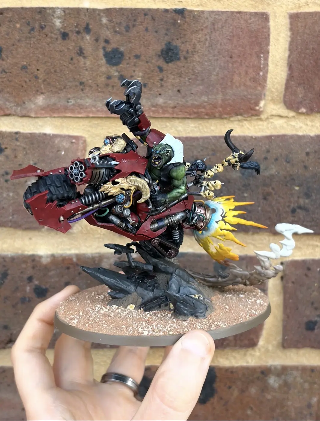 A highly detailed hand-painted tabletop miniature shown close up